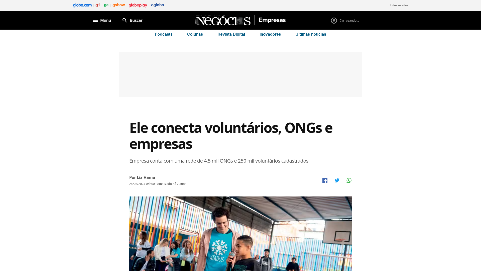 Ele conecta voluntários, ONGs e empresas